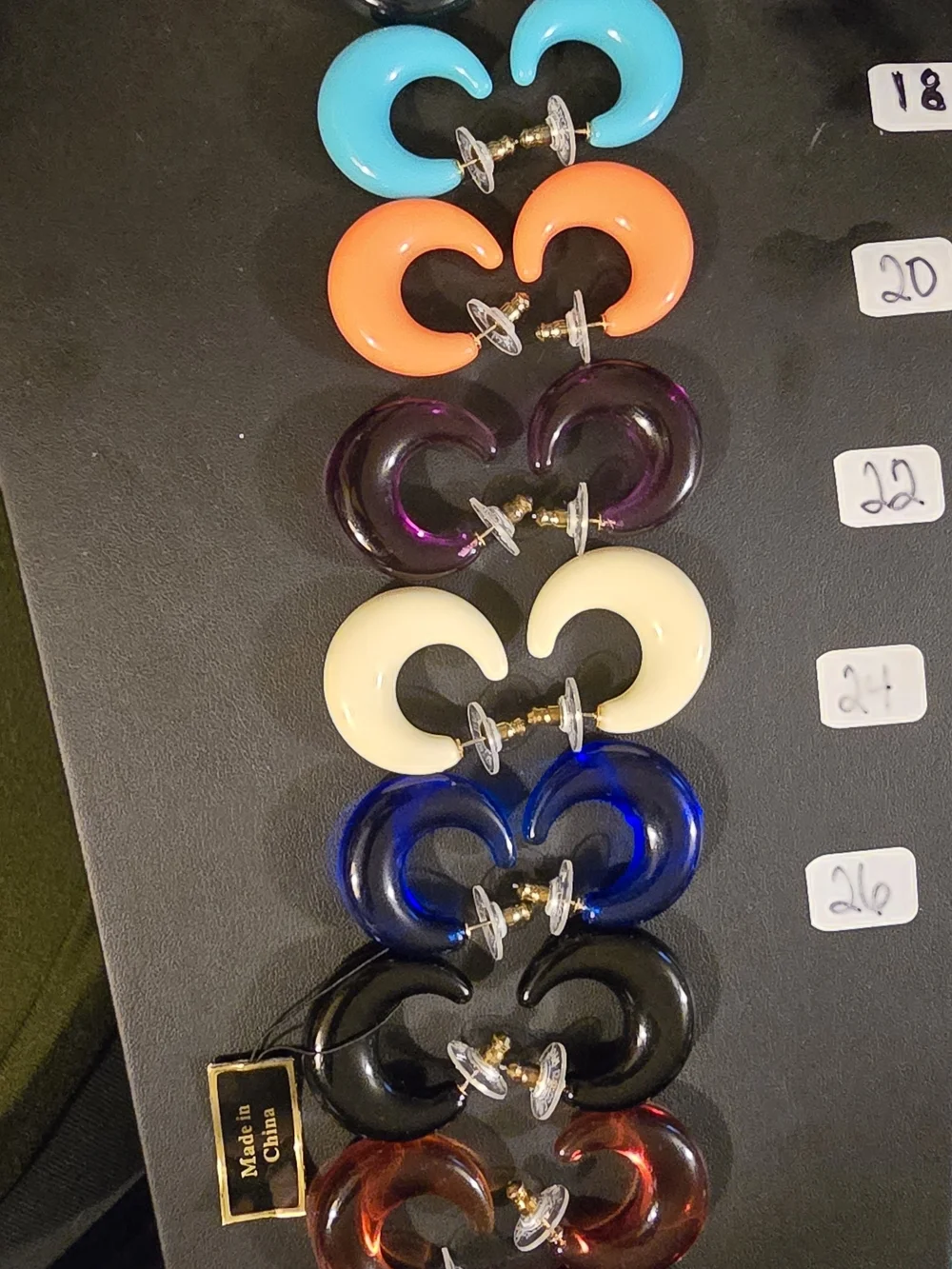 JOAN RIVERS Bold Crescent Hoop Earrings in Black, Navy, Ivory and More